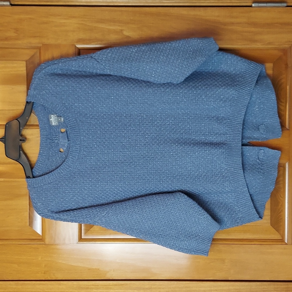 Soho New York Co. Blue Crewneck Sweater Crisscross Back, Size Medium, Like New▪︎